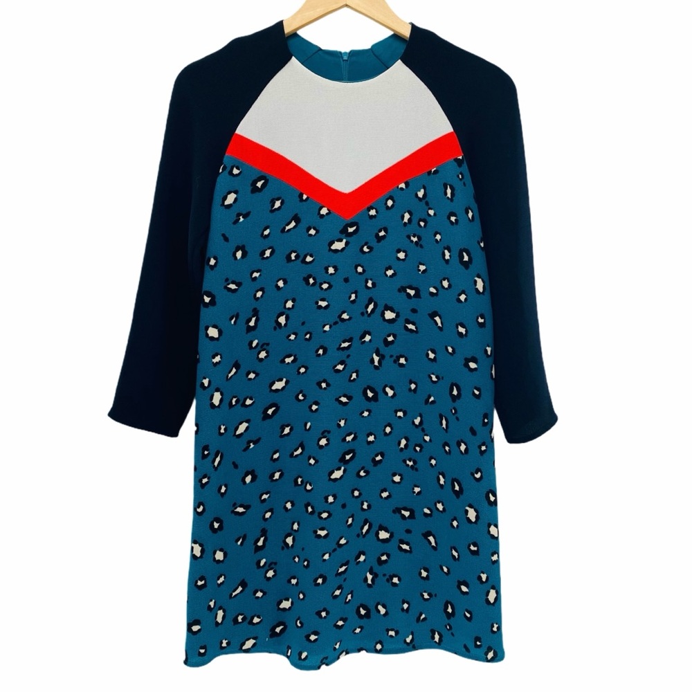 Zara Mod Style Animal Print 3/4 Sleeve Dress  Size XS
